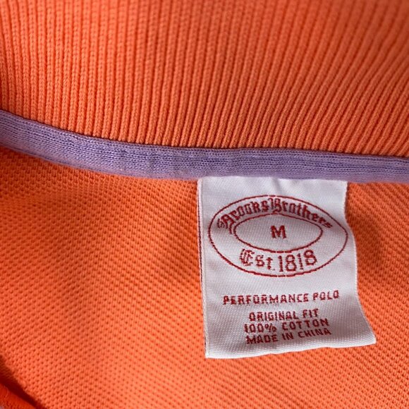 Brooks Brothers Mens Polo Shirt M Orange Performance 100% Cotton Original Fit Em - Picture 8 of 13